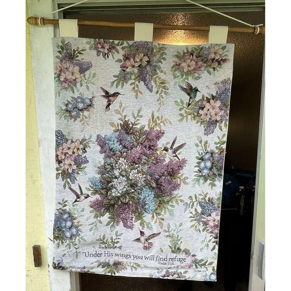 VINTAGE TAPESTRY WHISPER WINGS Wall Hanging Lena Liu HUMMING BIRDS 26X36